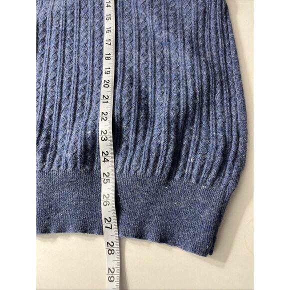 Joseph Abboud Blue Wool Blend Cable Knit Sweater XL Mens Elbow Patches Preppy - Picture 9 of 9